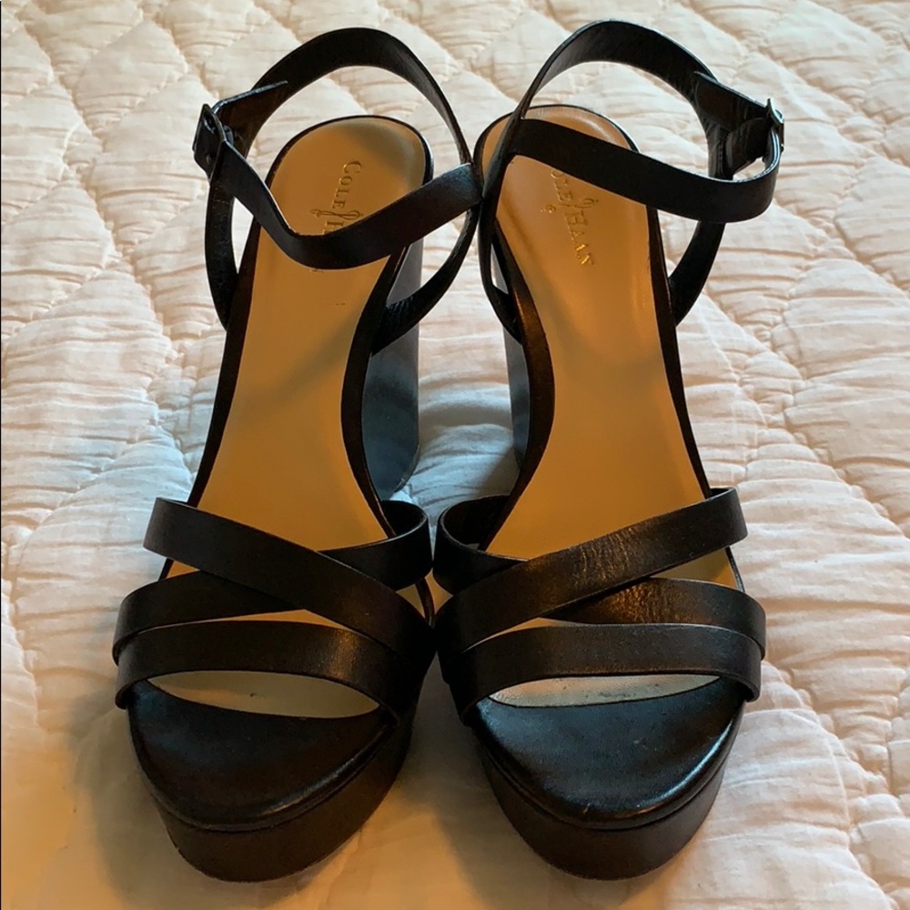Cole Haan black wedge sandals